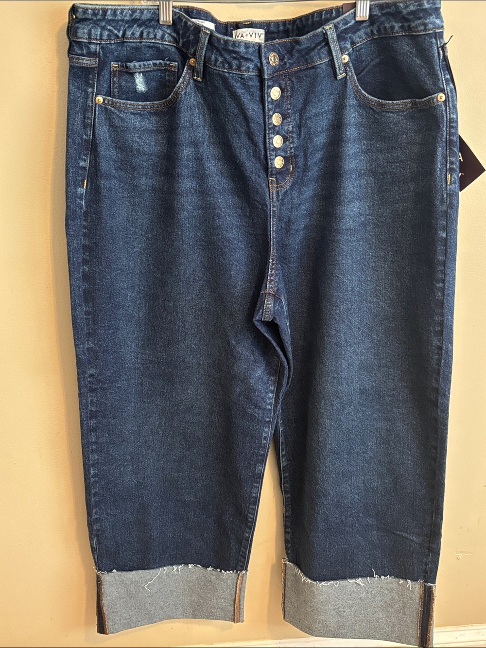 NEW Ava & Viv Dark Blue straight Button-Fly Jeans size 20